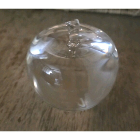 APPLE Ultra Clear Glass PAPERWEIGHT Smooth Pontil Heavyweight Gift - Picture 4 of 11